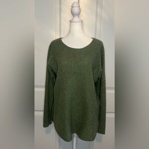 Max Studio Women's Olive Green 2-Ply 100% Cashmere Crewneck Sweater Sz L